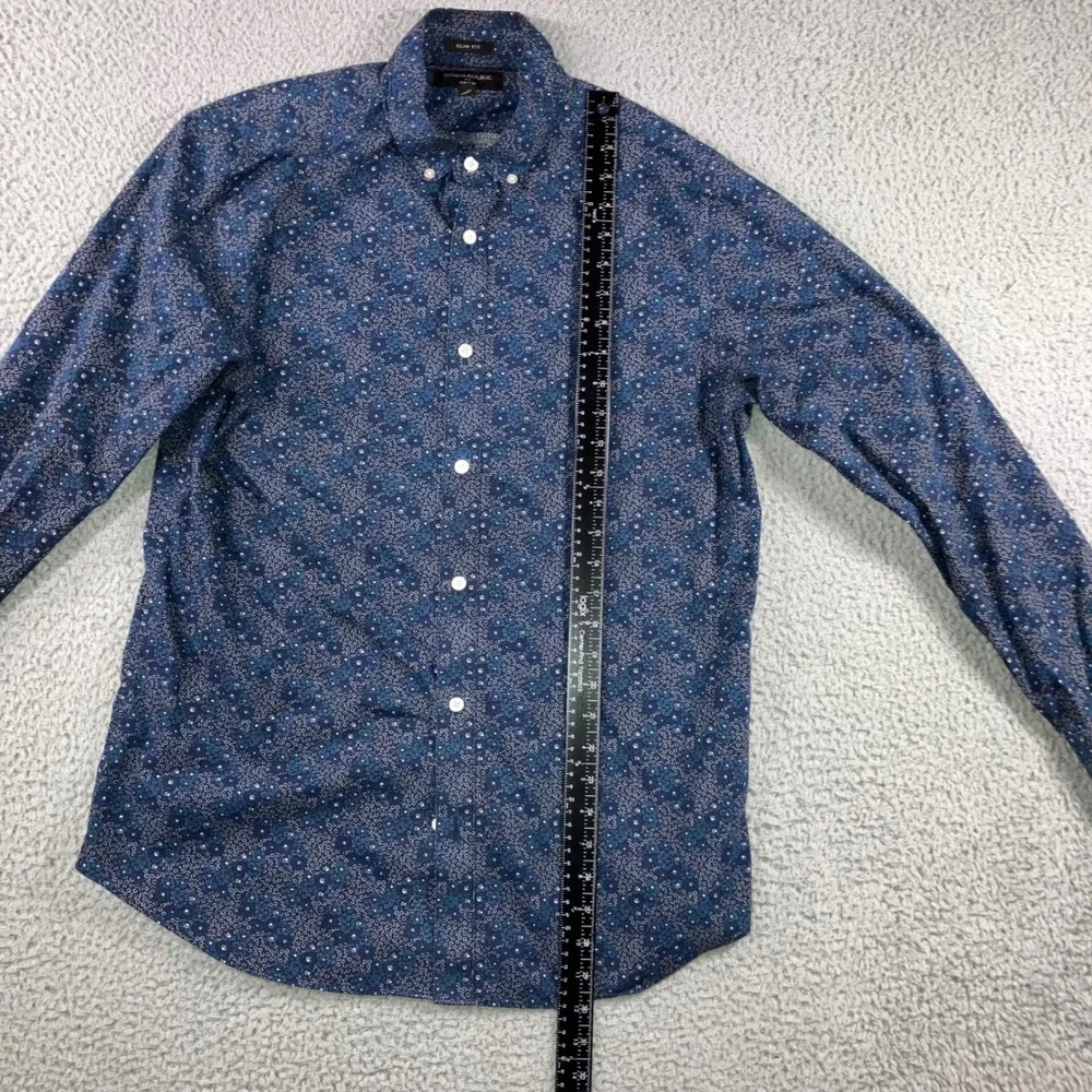Banana Republic Shirt Men L Slim Fit Non Iron Abstract‎ Geometric Preppy Casual